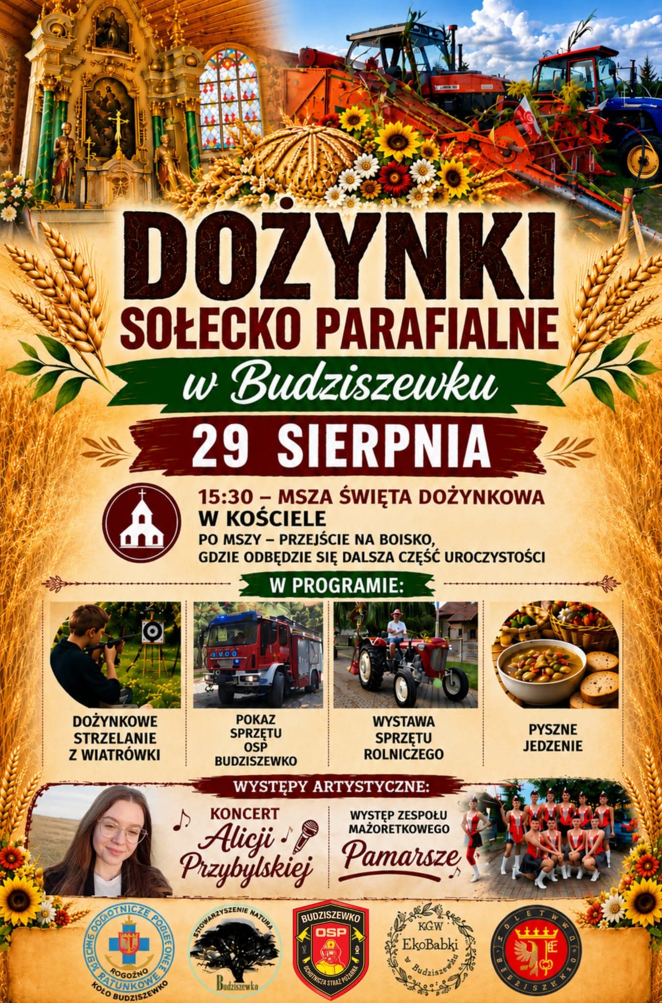 Zaproszenie na Dożynki Sołecko-Parafialne w Budziszewku - Aktualności Sołectwo Budziszewko